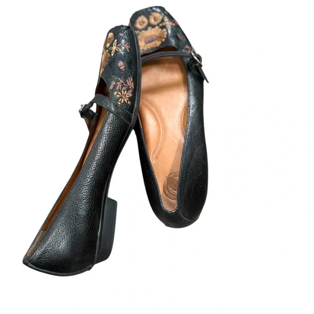 Nurture by Lamaze Black Floral Embroidered Mary Jane Flats